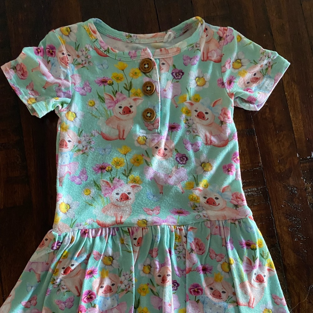 Posh Peanut Missy Pig Print Twirl Bodysuit